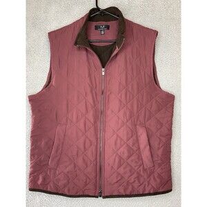 Magaschoni Vest WOMENS Large Quilted Fleece Lined Full Zip Mock Neck Maroon